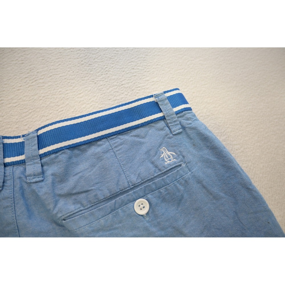 Original Penguin Chino‎ Shorts Boys Size 20 Light Blue Striped Trim